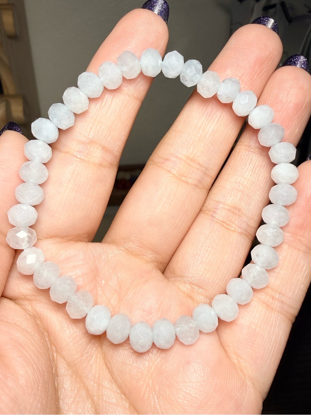 6mm Faceted Aquamarine Rondelle Bracelet